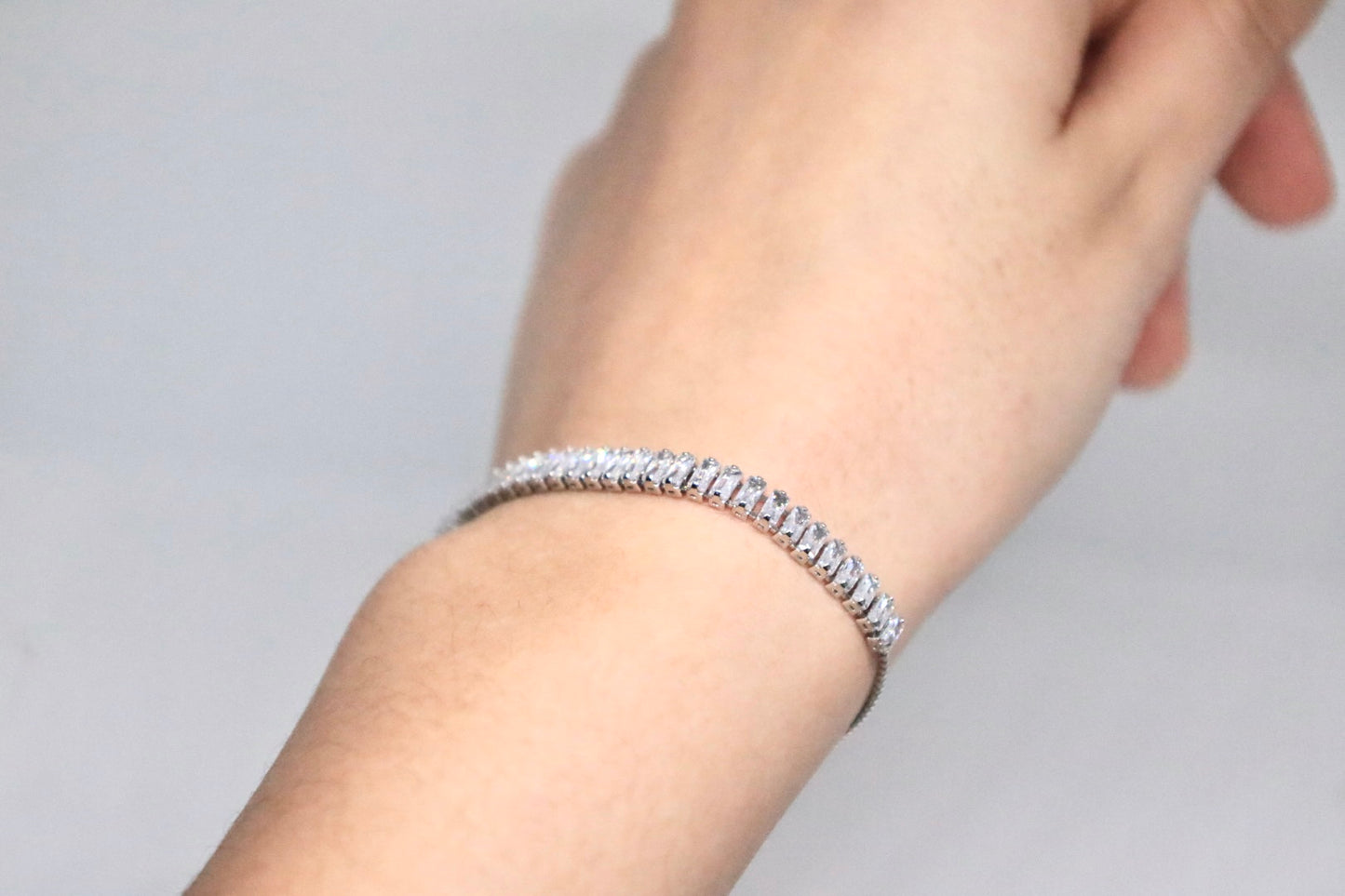 Silver Tennis Bracelet Rectangle